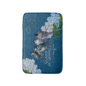 blauwe vogels bloemen Franse badmat (Voorkant Verticaal)