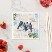  blauwe vogels bloemen Italiaans papier luiers Servet (Insitu)