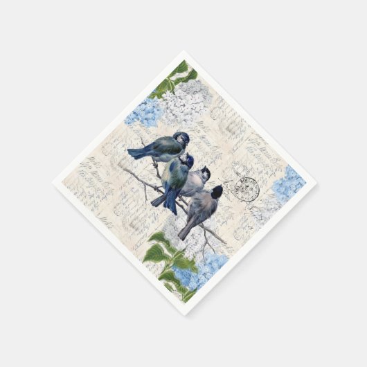  blauwe vogels bloemen Italiaans papier luiers Servet (Hoek)