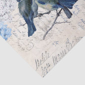 blauwe vogels bloemen Italiaans weefselboek Tissuepapier (Detail)