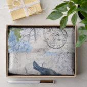 blauwe vogels bloemen Italiaans weefselboek Tissuepapier (Geschenk)