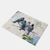  blauwe vogels bloemen Italiaanse doormat Deurmat (Schuin)