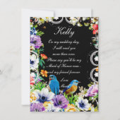 Blauwe Vogels & Botanische Bloemen Maid of Honor Kaart (Voorkant)