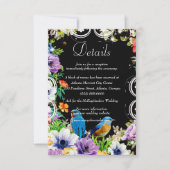 Blauwe Vogels & Botanische Bruiloft Details Behuiz Kaart (Voorkant)