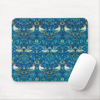 Blauwe vogels botanische vintage William Morris Muismat