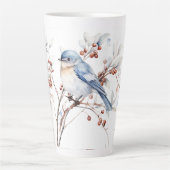 Blauwe Vogels & Boxwood Latte Mok (Voorkant)