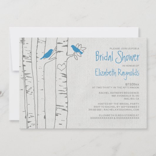Blauwe vogels Bridal Shower Invitations Kaart (Voorkant)
