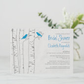 Blauwe vogels Bridal Shower Invitations Kaart (Staand voorkant)