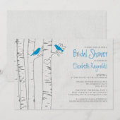 Blauwe vogels Bridal Shower Invitations Kaart (Voorkant / Achterkant)