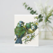 blauwe vogels briefkaart (Staand voorkant)