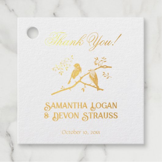 Blauwe Vogels Bruiloft Bedankjes Labels (Voorkant)