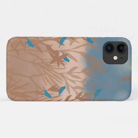 Blauwe vogels Case-Mate iPhone case (Achterkant (horizontaal))