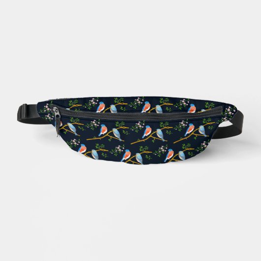 Blauwe vogels Donkerblauw heuptasje (Voorkant)
