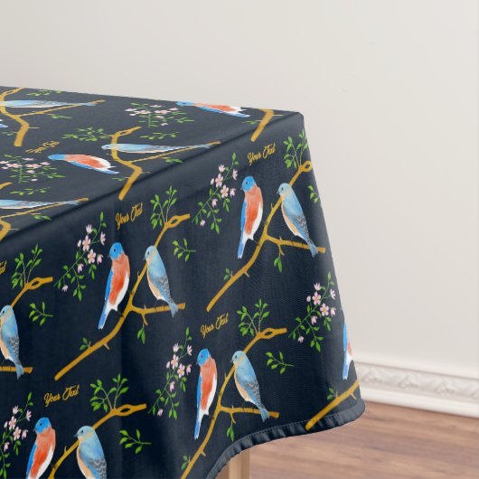 Blauwe vogels Donkerblauw Tafelkleed (Voorbeeld)