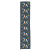 Blauwe Vogels Donkerblauwe Tafelloper (Voorkant)