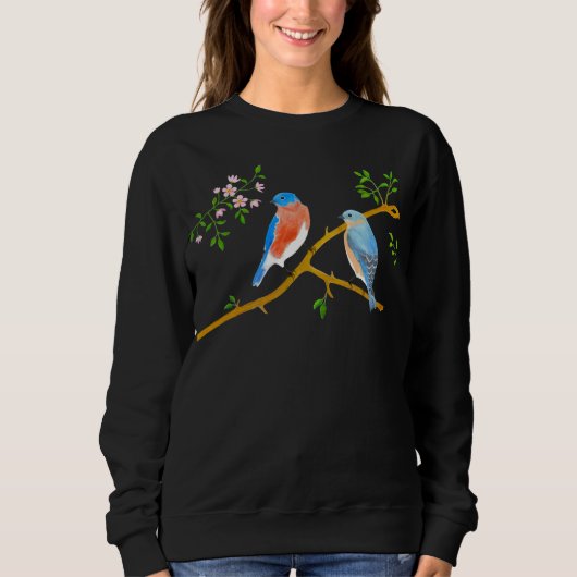Blauwe vogels dragen zwarte sweatshirt (Voorkant)
