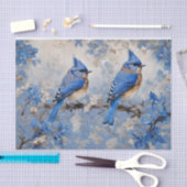 Blauwe Vogels en Bloesems Decoupage Weefseldocumen Tissuepapier (Craft)