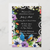 Blauwe Vogels en Botanische Bloemen repetitie dine Kaart (Voorkant)