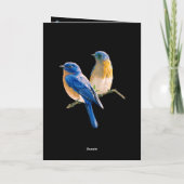 Blauwe Vogels en Botanische Bloemen Trouwprogramma Bedankkaart (Achterkant)