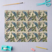 Blauwe vogels en de ontkoppeling van kerstabessen tissuepapier (Craft)