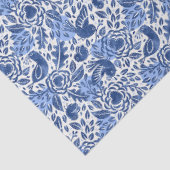 Blauwe vogels en harten geïllustreerde decoupage tissuepapier (Detail)