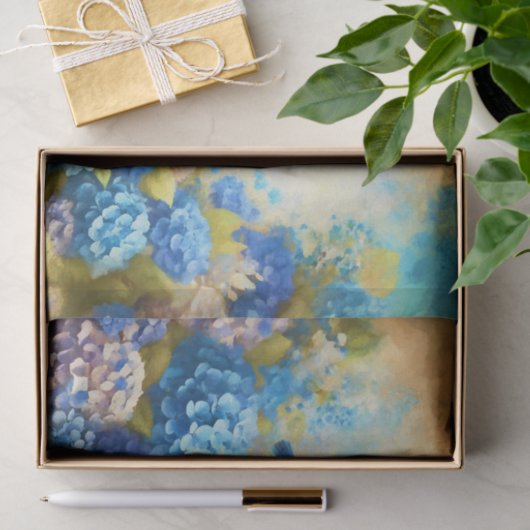 Blauwe Vogels en Hortensia's Tissuepapier (Geschenk)