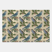 Blauwe vogels en kerstHolly Berries Inpakpapier Vel (Voorkant 2)