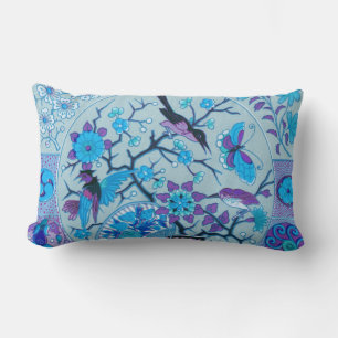 Blauwe vogels en vlinders blauwe lumbar Pillow Kussen