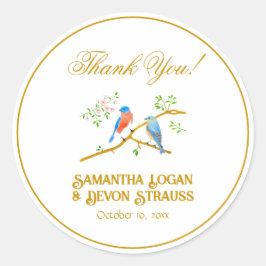 Blauwe vogels enveloppe afsluiters ronde sticker
