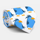 Blauwe vogels feest stropdas (Opgerold)