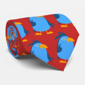 Blauwe vogels feest stropdas (Opgerold)
