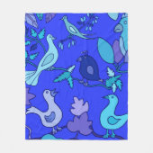 Blauwe vogels fleece deken (Voorkant)