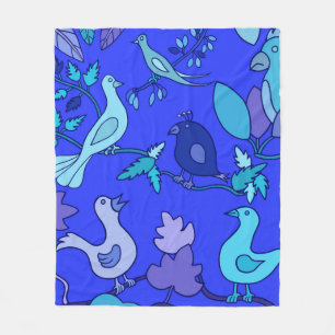 Blauwe vogels fleece deken