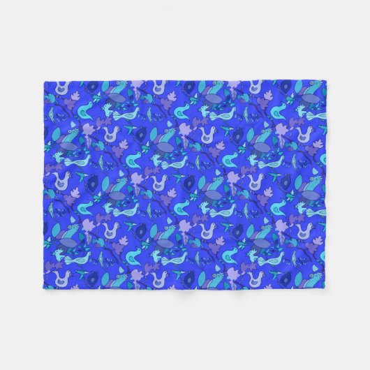 Blauwe vogels fleece deken (Voorkant (Horizontaal))