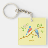 Blauwe vogels Geel Sleutelhanger (voorkant)