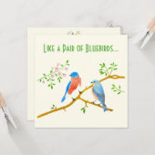 Blauwe vogels Gele Valentijnskaart Kaart (Voorkant / Achterkant in situ)