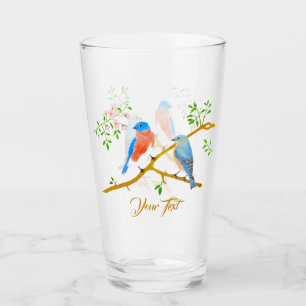 Blauwe vogels glas