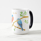 Blauwe vogels Grote Magische Mok (Voorkant rechts)