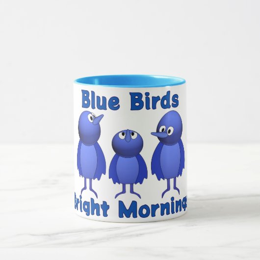 Blauwe vogels, heldere ochtenden mok (Midden)