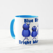 Blauwe vogels, heldere ochtenden mok (Voorkant links)