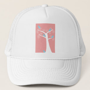 blauwe vogels in boom cute vogelkunst trucker pet