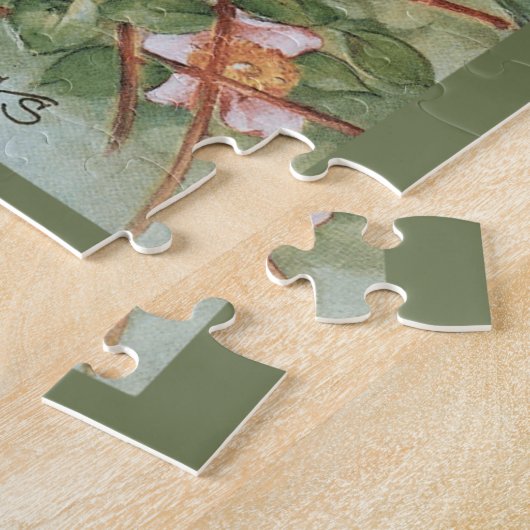 Blauwe vogels in Cherry Blossom Tree Paasgroeten Legpuzzel (Zijkant)