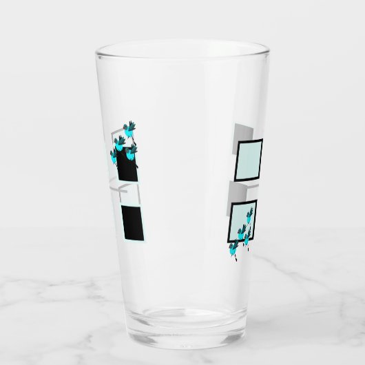 Blauwe vogels in de vlucht glas (Links)