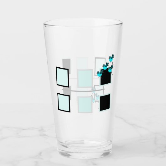 Blauwe vogels in de vlucht glas (Voorkant)