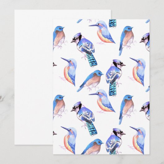 blauwe vogels in een analoge kleurregeling kaart (Voorkant / Achterkant)