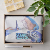 blauwe vogels in een analoge kleurregeling tissuepapier (Geschenk)