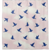 Blauwe Vogels in Vlucht Douchegordijn (Voorkant)