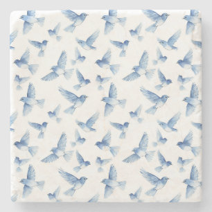 Blauwe Vogels in Vlucht Stenen Onderzetter