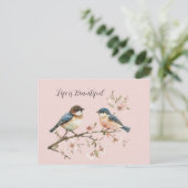 Blauwe Vogels Kersenbloesem Briefkaart (Staand voorkant)