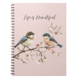 Blauwe Vogels Kersenbloesem Notitieboek